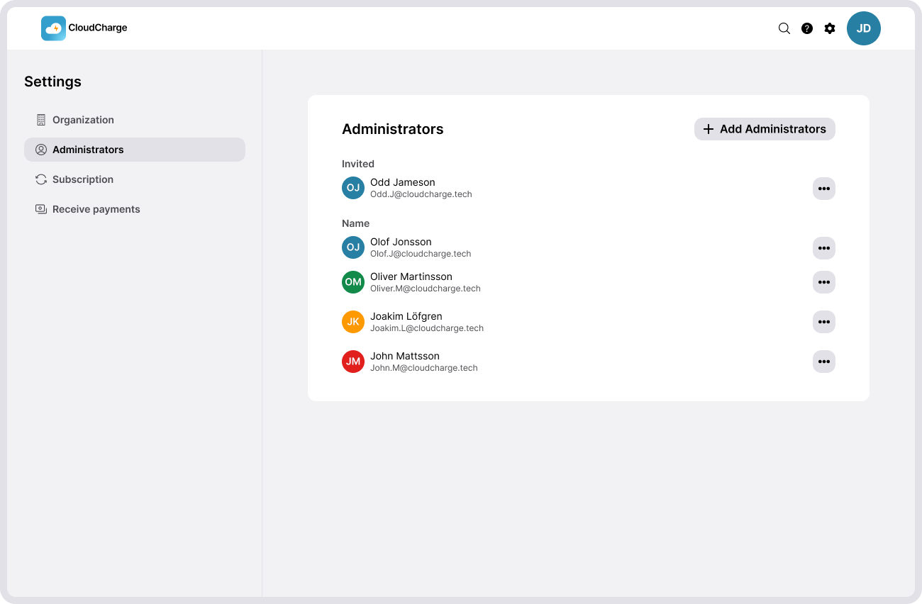 Manage Administrators in the Portal - CloudCharge
