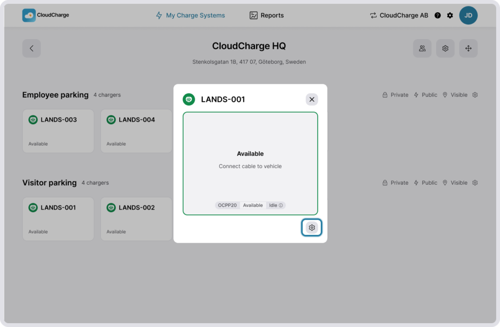 Charger status and details - CloudCharge