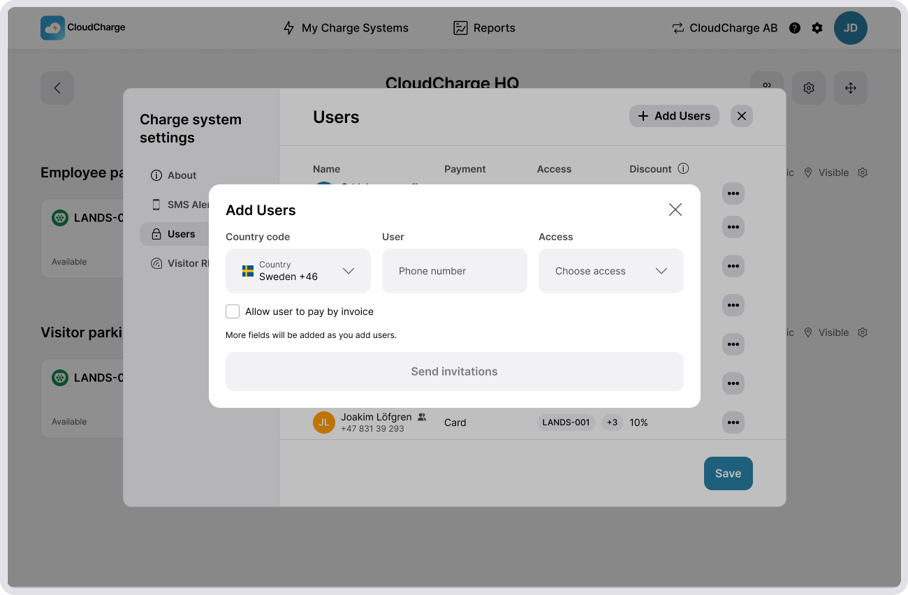 Manage Users - CloudCharge
